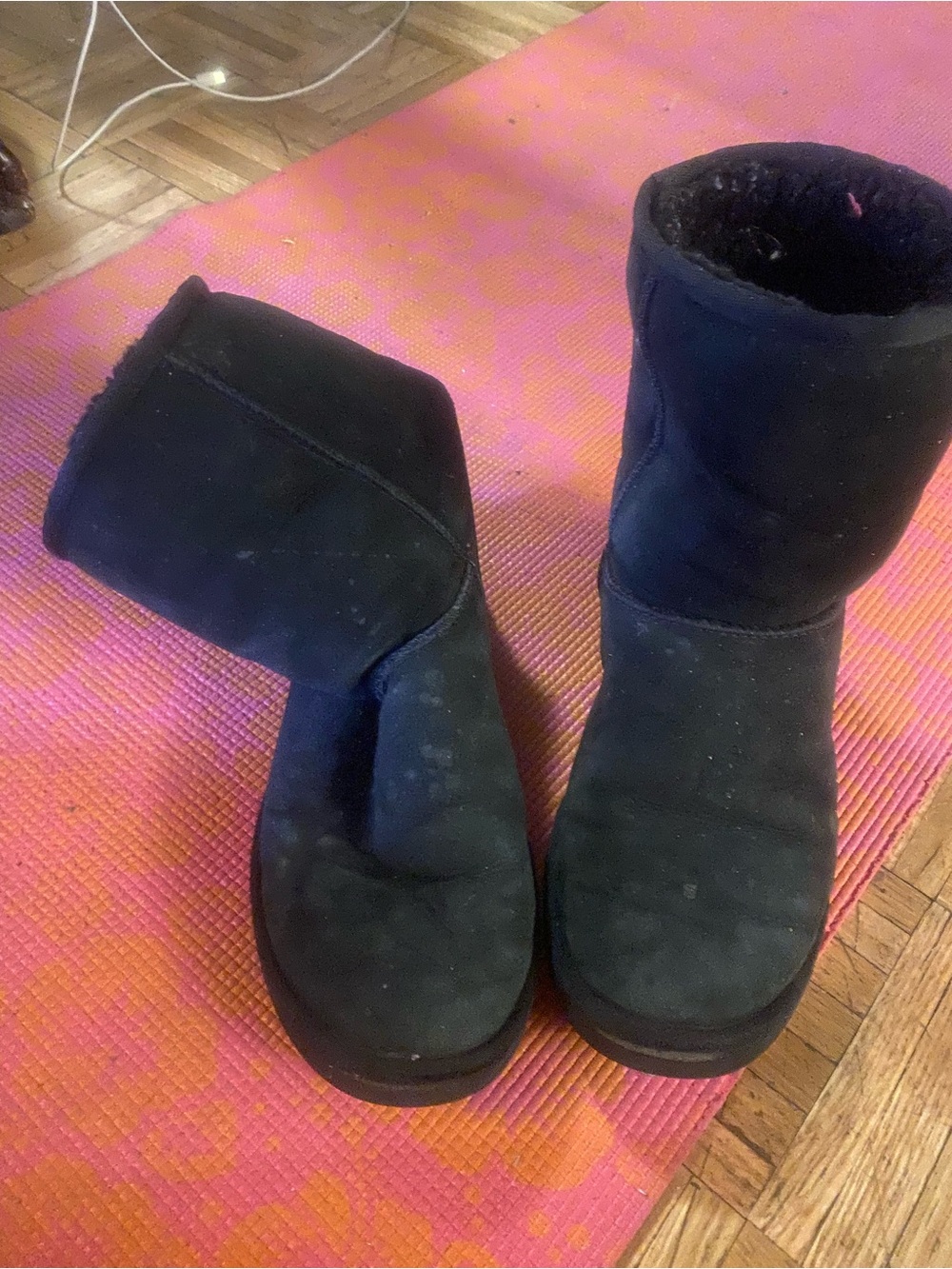Ugg authentic Women's Black Suede Winter Boots - Cozy real sheepskin Fur Lining